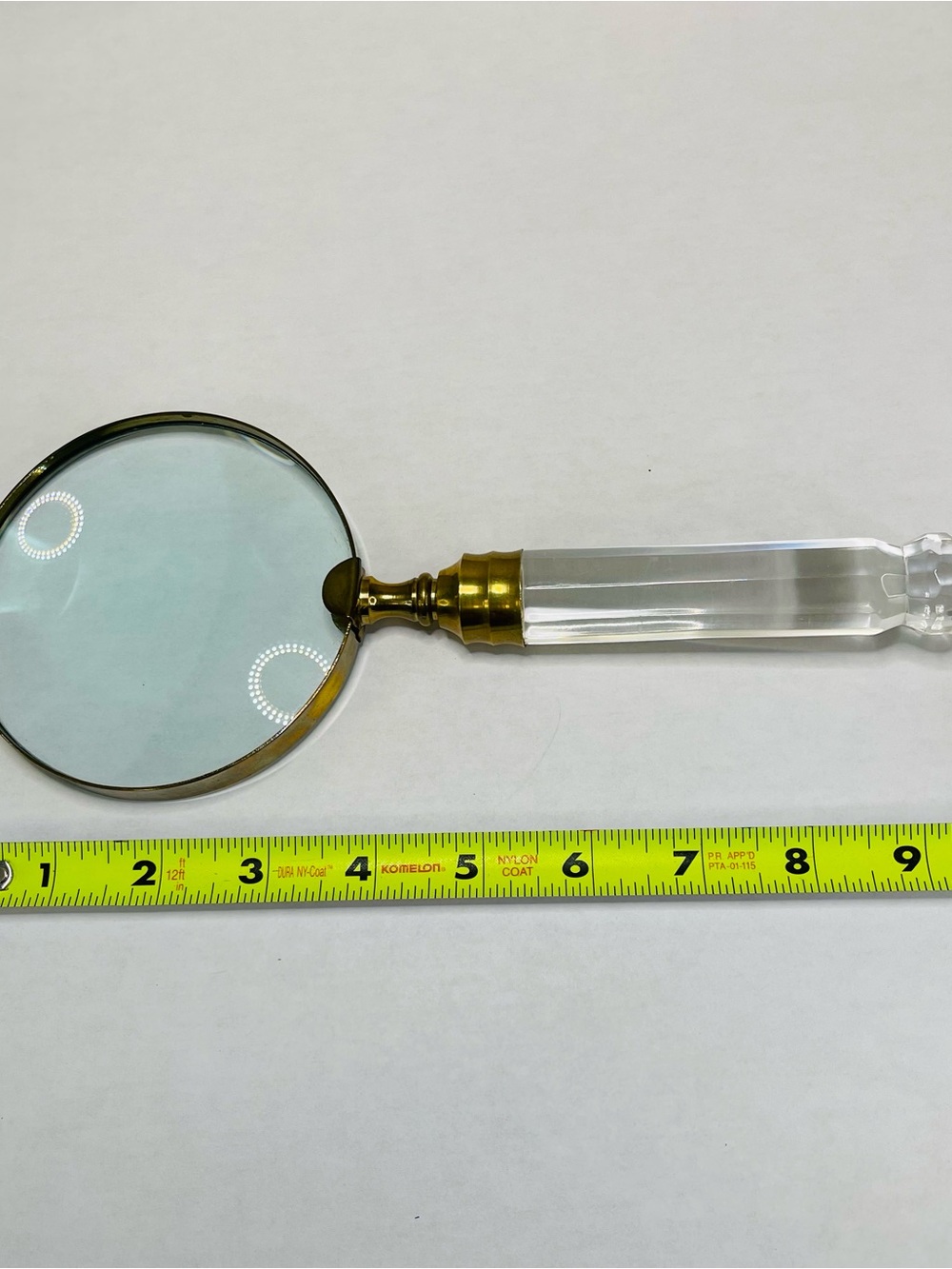 Vintage Acrylic and Brass Handle Magnifying Glass 4 inch Diameter - Picture 4 of 6